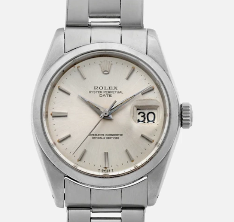 Rolex Oyster Perpetual Date Silver Index Dial on Oyster Steel Bracelet Ref. 1500 1974