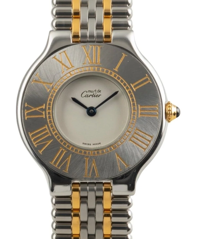 Cartier Must 21 White Dial on 2 Tone Bracelet Ref. W10050F4