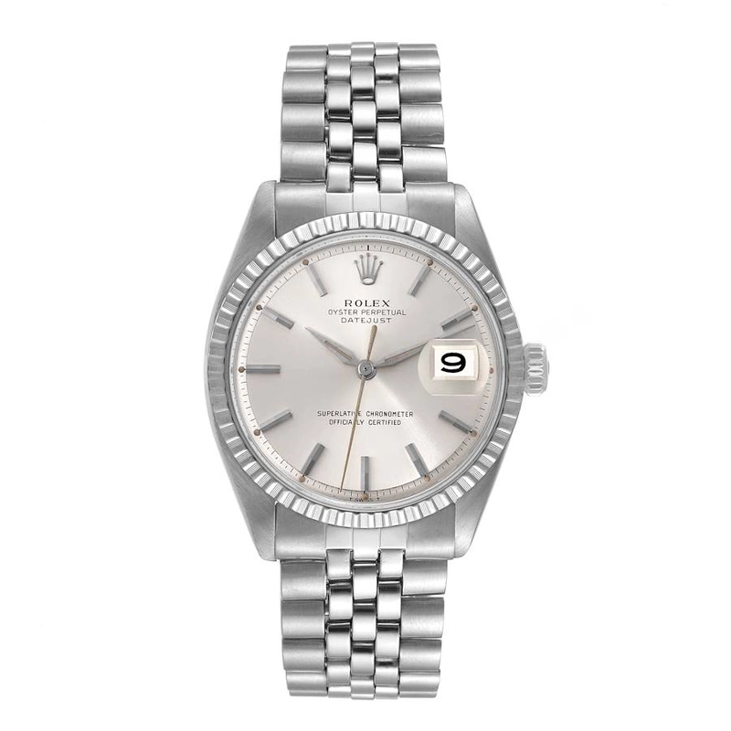 Rolex Datejust Silver Stick Dial on D Link Jubilee Bracelet Ref. 1603 1962