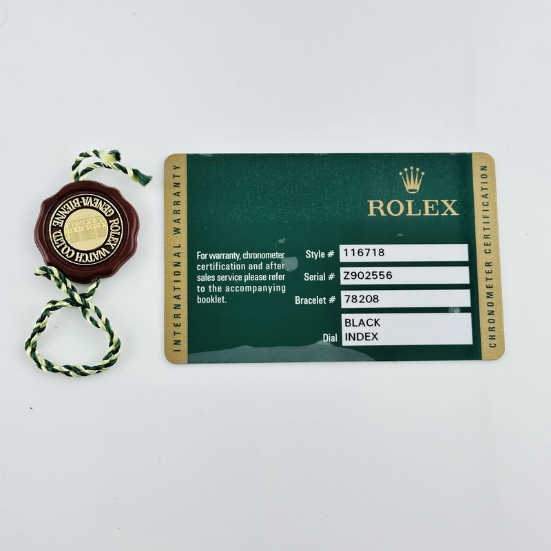 Rolex GMT-Master II Black Dial on Oyster Bracelet Ref. 116718LN Card 2008 view 7