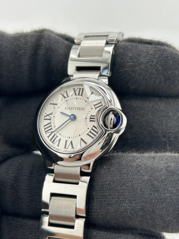 Cartier Ballon Bleu Silvered Opaline Dial on Stainless Steel Bracelet Ref. W69010Z4 view 3