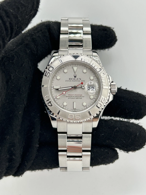 Rolex Yacht Master Platinum Dial on Oyster Steel Bracelet Ref. 16622 Papers 2006 view 2
