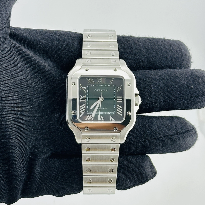 Cartier Santos de Cartier Medium Green Dial on Stainless Steel Bracelet Ref. 4075/WSSA0061 Card 2024 view 2