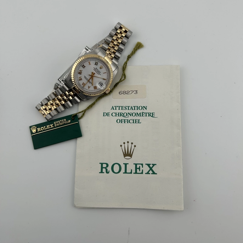 Rolex Datejust White Roman Dial on D Link Jubilee Ref. 68273 Papers 1991 view 7