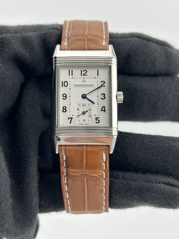 Jaeger Le Coultre Reverso Classic Grande Taille Silver Dial on Leather Strap Ref. 252.8.71 with Box view 2