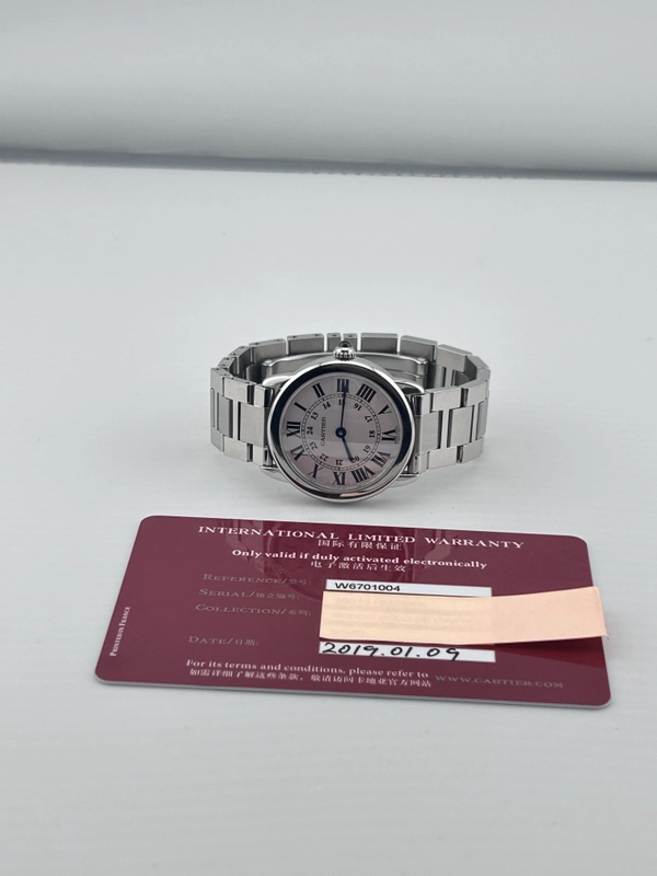 Cartier Ronde Solo Silver Roman Numerals Dial on Stainless Steel Ref. W6701004 Card 2019 view 7