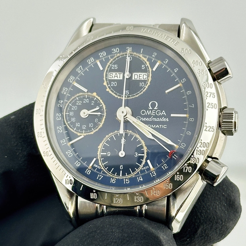 Omega Speedmaster Day Date Blue Dial on Stainless Steel Bracelet Ref. 3521.80.00 view 3