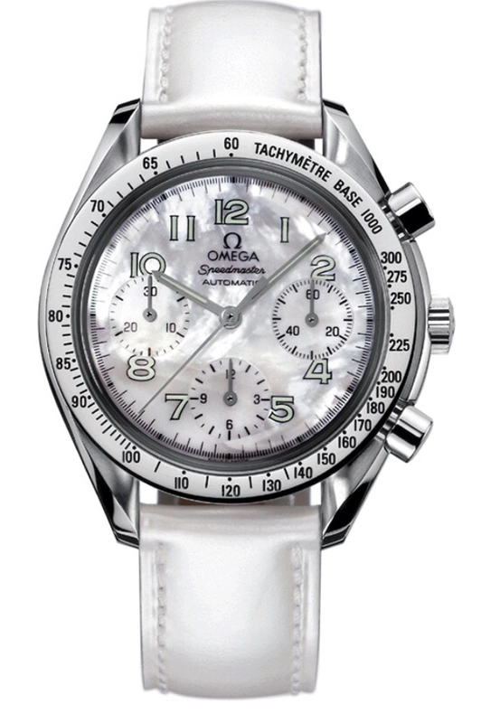 Omega Speedmaster White Mop Dial on Leather Strap Ref. 3802.70.56 Card 2003