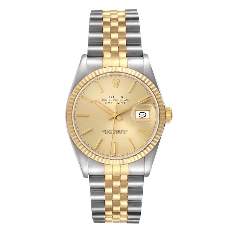 Rolex Datejust Champagne Stick Dial on D Link Jubilee Bracelet Ref. 16013 1986