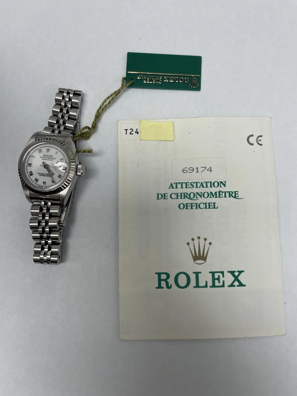 Rolex Datejust White Roman Dial on Jubilee Ref. 69174 Papers 1996 view 5