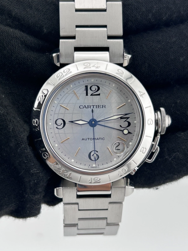 Cartier Pasha C Silver Dial on Stainless Steel Bracelet Ref. W31029M7 Manuals Only and Box view 3
