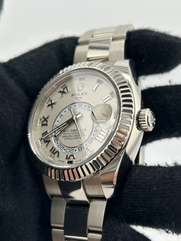 Rolex SkyDweller Ivory Satin Finish Roman Dial on Oyster Steel Bracelet Ref. 326939 Card 2015 view 3