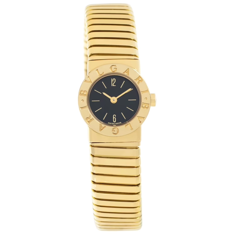 Bvlgari Mini Tubogas Black Dial on Yellow Gold Bracelet Ref. BB192T Papers 1996