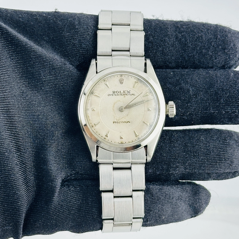 Rolex Oyster Perpetual Precision Albino White Dial Dial on Oyster Rivet Bracelet Ref. 6022 1963 view 2