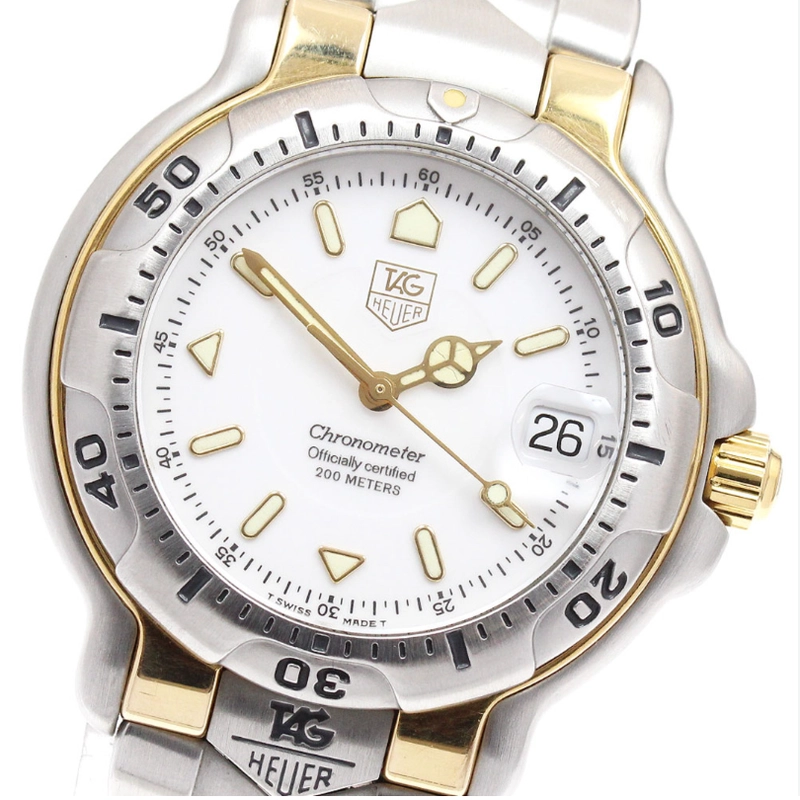 Tag Heuer 6000 White Dial on 18 K Gold And Stainless Steel Ref. WH5151