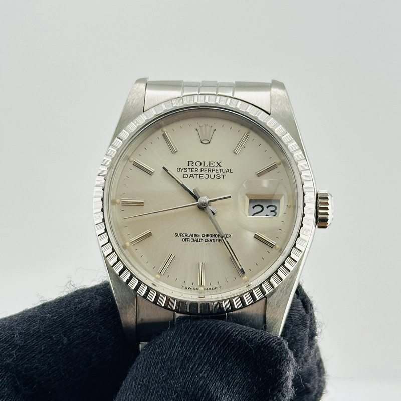 Rolex Datejust Silver Stick Dial on D Link Jubilee Bracelet Ref. 16220 1988 view 3