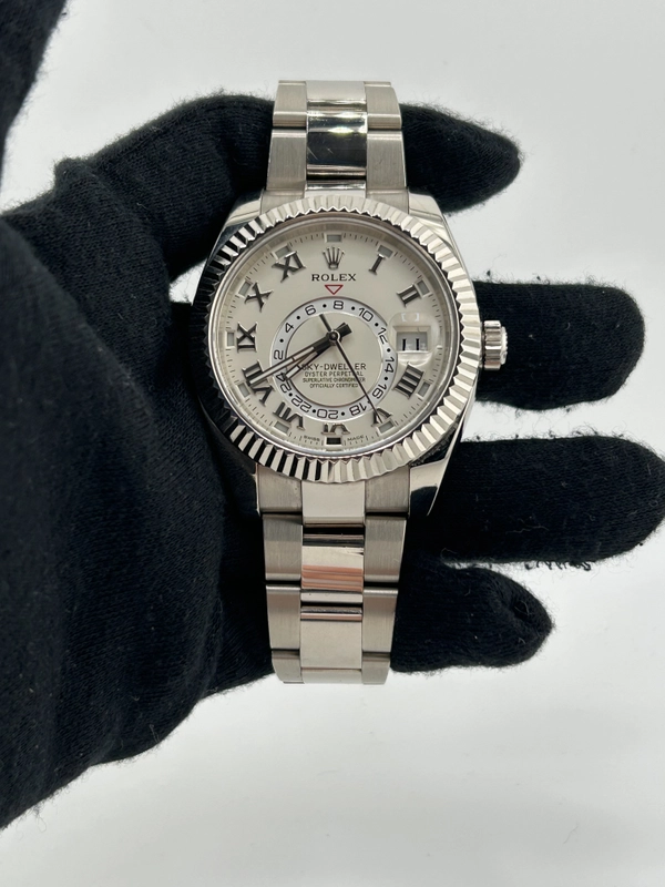 Rolex SkyDweller Ivory Satin Finish Roman Dial on Oyster Steel Bracelet Ref. 326939 Card 2015 view 2