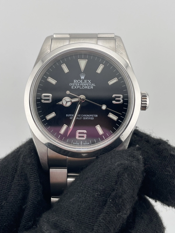 Rolex Explorer Black Dial on Oyster Steel Bracelet Ref. 114270 Papers Open Date view 3