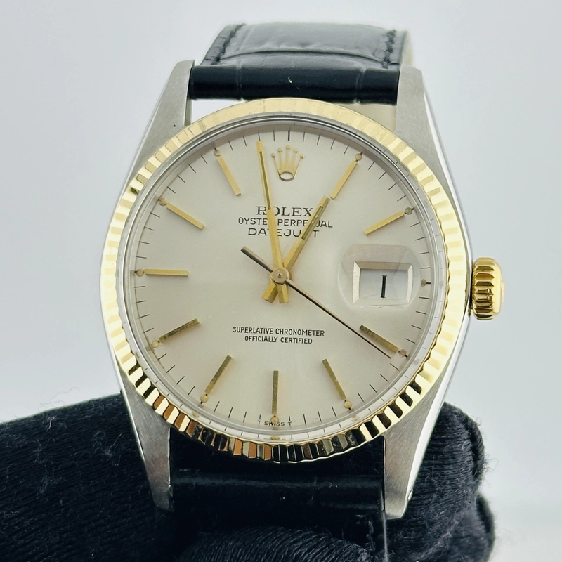 Rolex Datejust Silver Index Dial on Generic Leather Band Ref. 16013 1978
