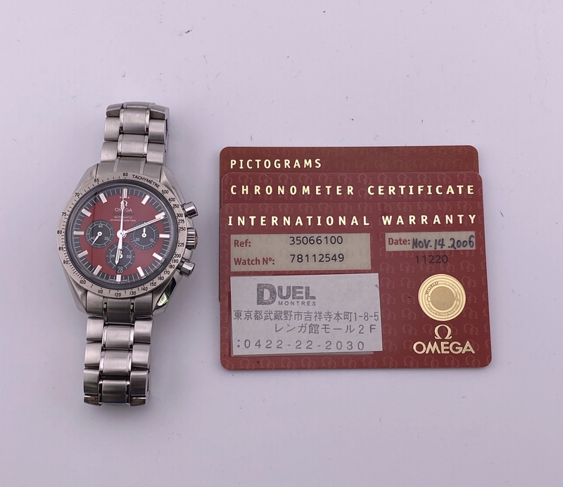 Omega Speedmaster Red Dial on Stainless Steel Bracelet Ref. 3506.61 Card 2006 view 6