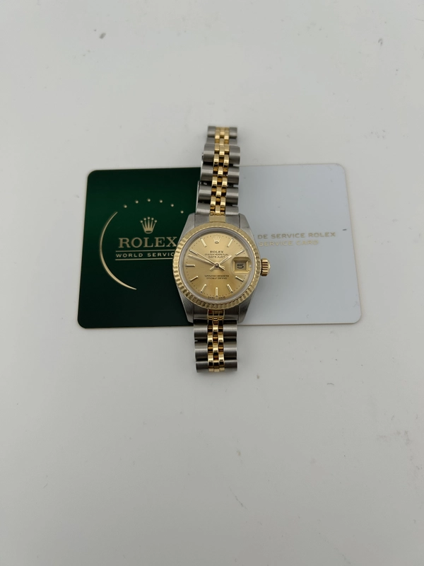 Rolex Datejust Lady Champagne Stick Dial on Jubilee D Link Bracelet Ref. 69173 Card view 7