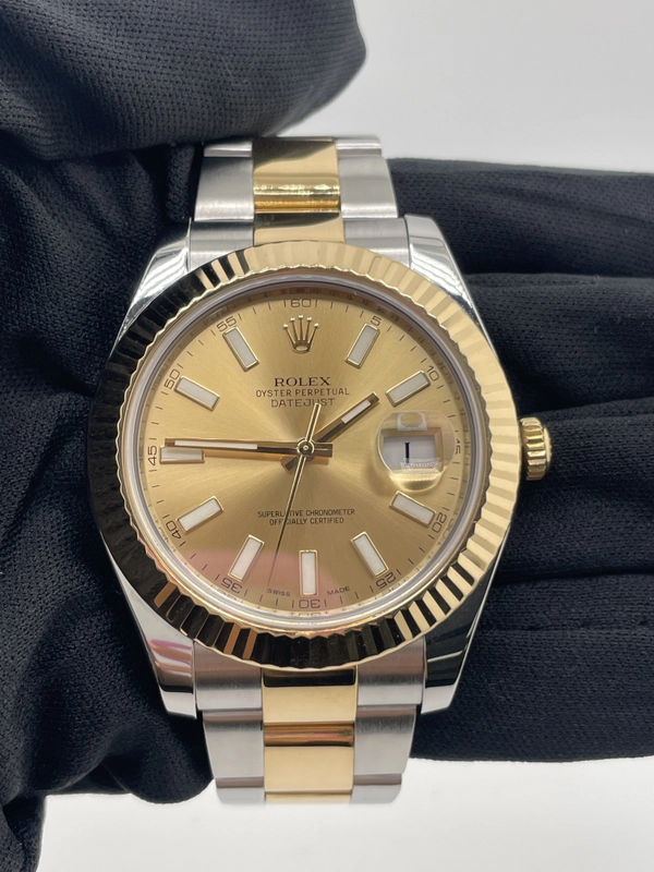 Rolex Datejust II Champagne Stick Dial on Oyster Ref. 116333 Card 2012 view 2