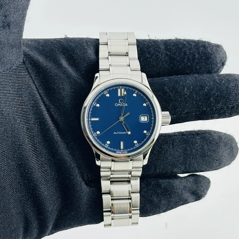 Omega Dynamic Classic Blue Dial on Stainless Steel Bracelet Ref. 5203.80.00 Card Open Date