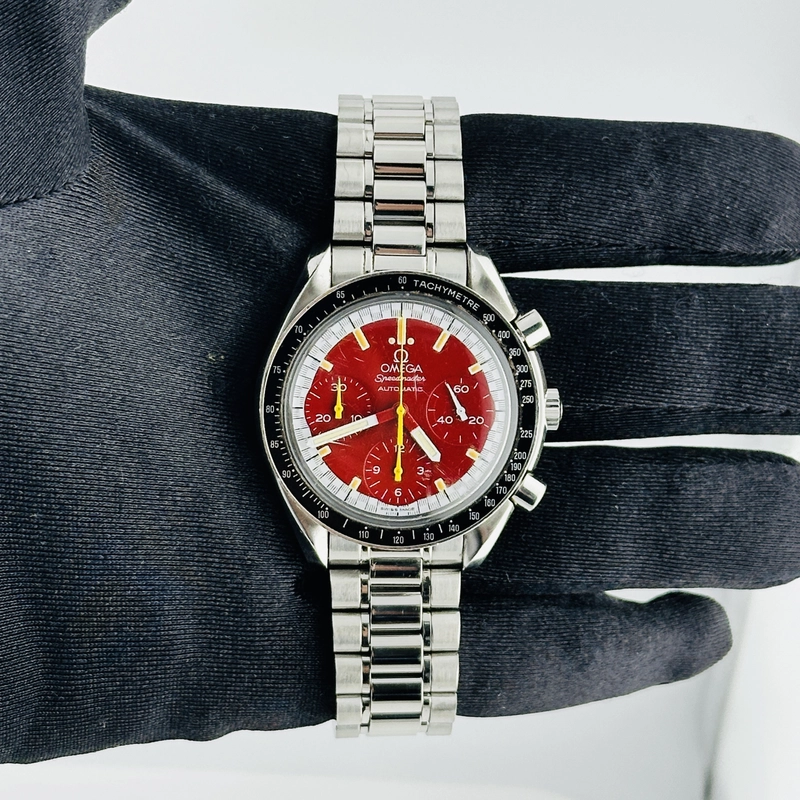 Omega Speedmaster Red Red Arabic Dial on Stainless Steel Bracelet Ref. 3510.61 Card Open Date view 2