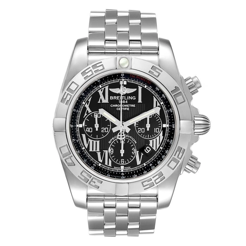 Breitling Chronomat 01 Onyx Black Roman Dial on Stainless Steel Bracelet Ref. AB011012 / BD89 Complete 2018