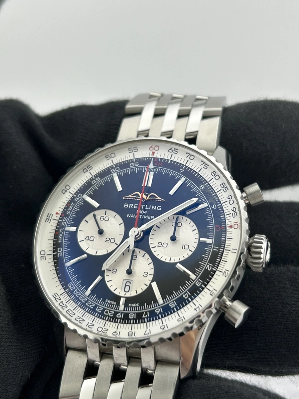 Breitling Navitimer B01 Chronograph Black Dial on Stainless Steel Bracelet Ref. AB0137211B1A1 Card 2024 view 3