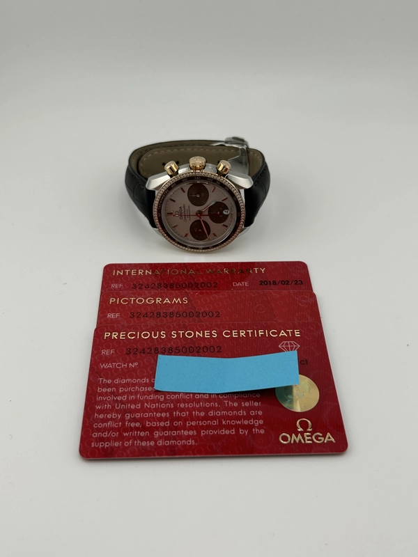Omega Speedmaster Co-Axial Chronograph Cappuccino Dial on Leather Strap Ref. 324.28.38.50.02.002 Complete 2018 view 9