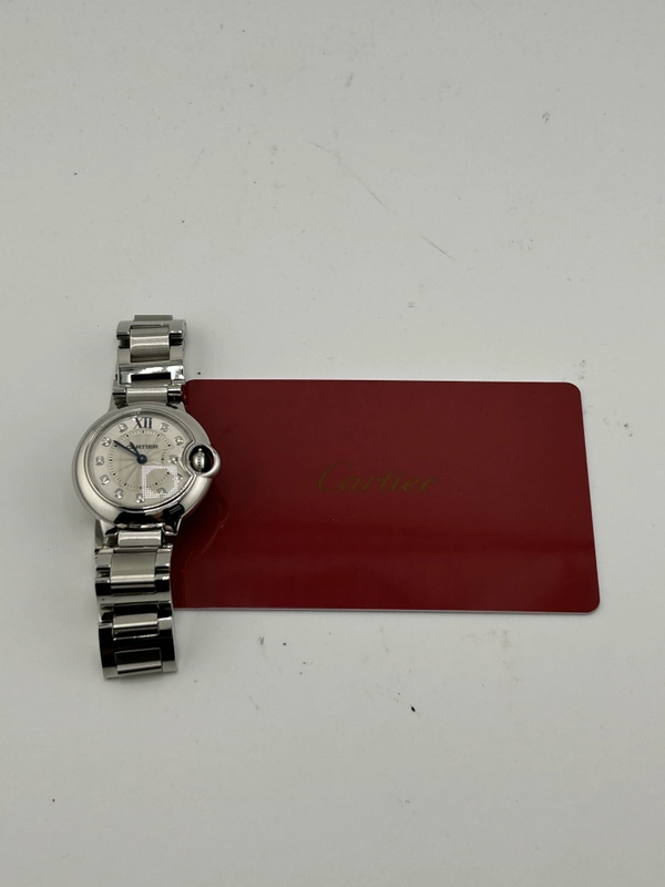 Cartier Ballon Bleu 28 Silver Diamond Dial on Stainless Steel Bracelet Ref. WE902073 Card 2019 view 7