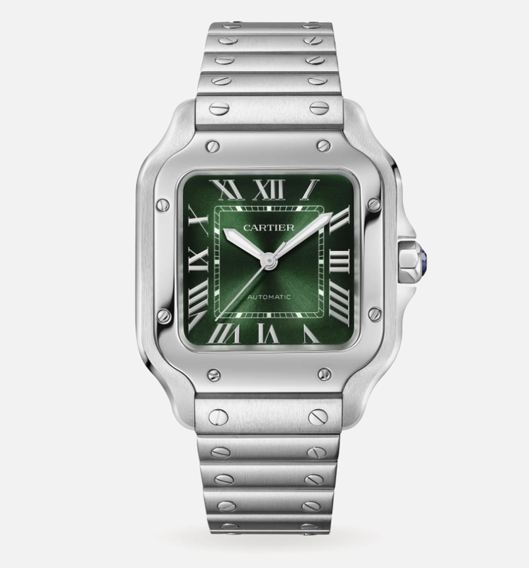 Cartier Santos de Cartier Medium Green Dial on Stainless Steel Bracelet Ref. 4075/WSSA0061 Card 2024