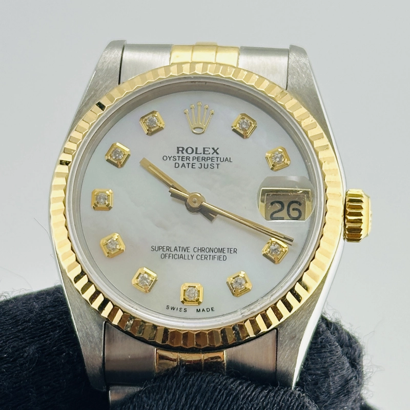 Rolex Datejust Am White Mop Diamond Dial on D Link Jubilee Bracelet Ref. 68273 Papers 1993 view 2
