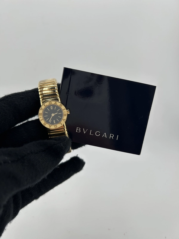 Bvlgari Mini Tubogas Black Dial on Yellow Gold Bracelet Ref. BB192T Papers 1996 view 7