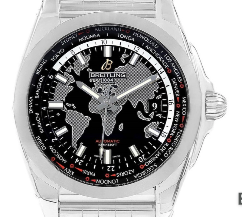 Breitling Galactic Unitime Black Dial on Rubber Strap Ref. WB3510 Complete — Saleh Jewelers