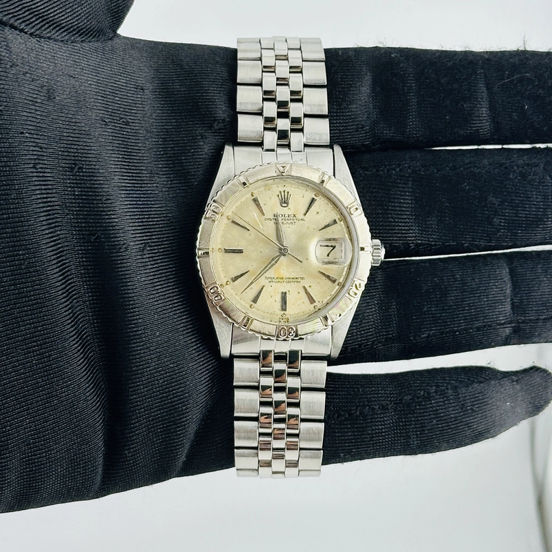 Rolex Datejust Thunderbird Silver Stick Dial on Folded Jubilee Bracelet Ref. 1625 1960 view 2