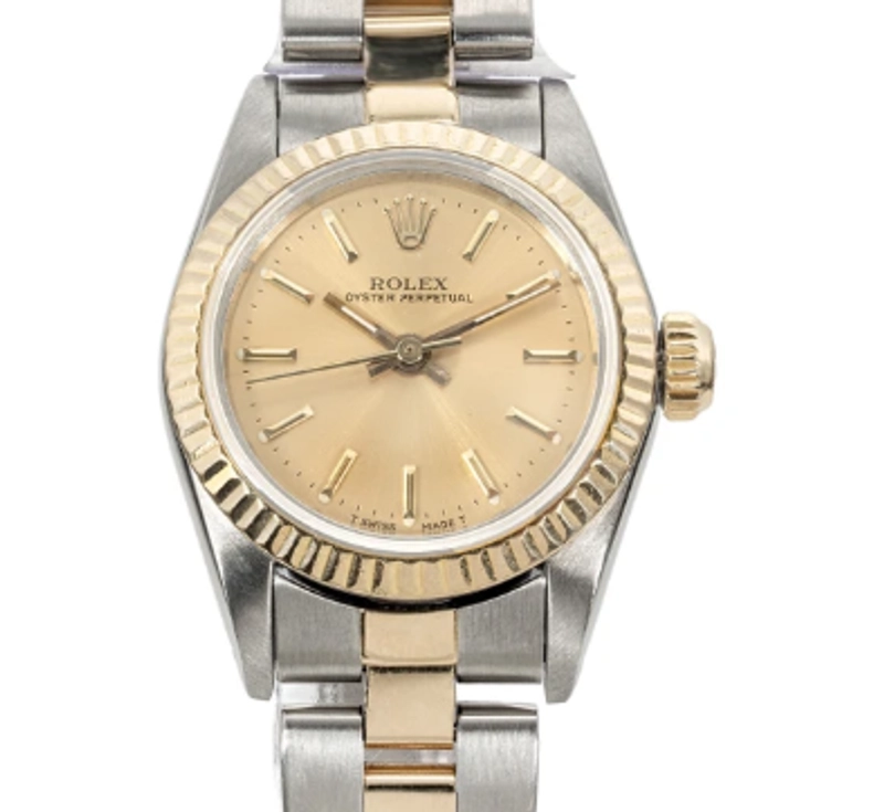 Rolex Oyster Perpetual 25mm Champagne Stick Dial on Oyster Ref. 67193