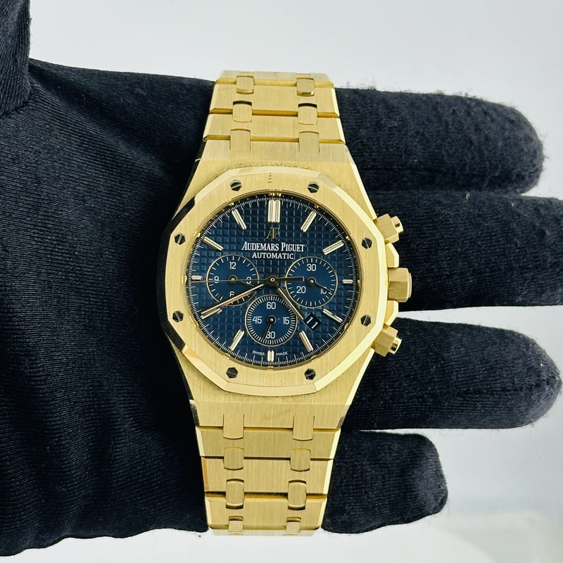 Audemars Piguet Royal Oak Chronograph Blue Dial on Bracelet Ref. 26320BA.OO.1220BA.02 Papers 2016 view 2