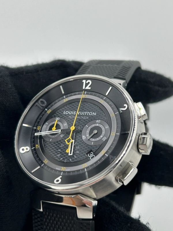Louis Vuitton Tambour Moon Dark Gray Dial on Black Rubber Band Ref. Q8D40 view 3