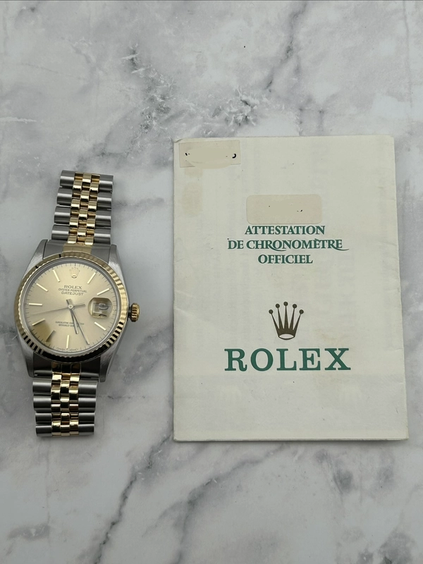 Rolex Datejust Gold Dial on Jubilee Ref. 16233 Papers 1994 view 8