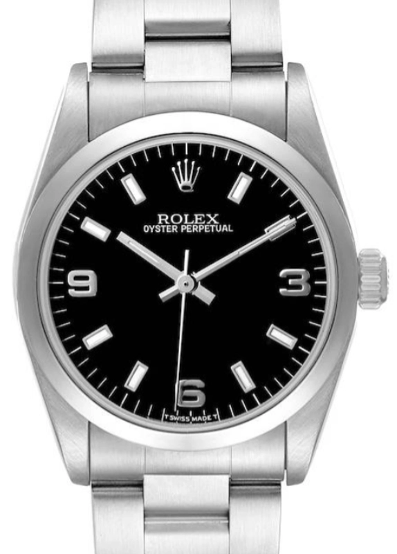 Rolex Oyster Perpetual Black Dial on Oyster Steel Bracelet Ref. 67480 1996