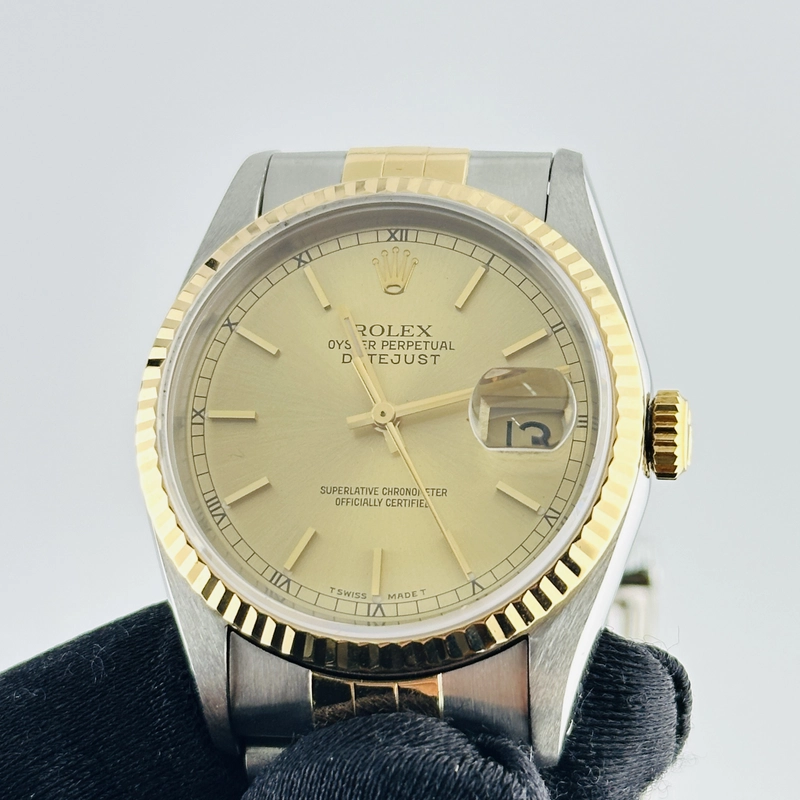 Rolex Datejust Champagne Stick Dial on D Link Jubilee Bracelet Ref. 16233 1991 view 3