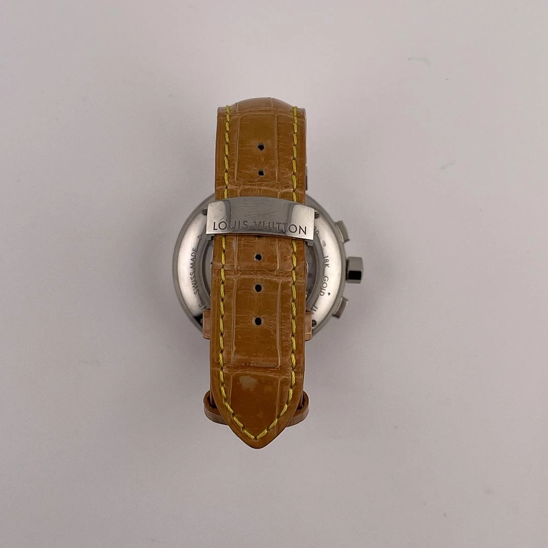 Louis Vuitton Tambour Slate Grey Dial on Leather Strap Ref. Q11430 view 2