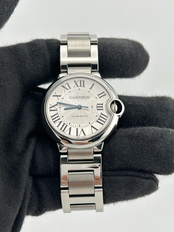 Cartier Ballon Bleu Silver Roman Numerals Dial on Stainless Steel Bracelet Ref. W6920046 Papers 2016 view 2