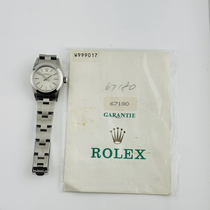 Rolex Oyster Perpetual Silver Dial on Oyster Ref. 67180 Papers 1996 view 7