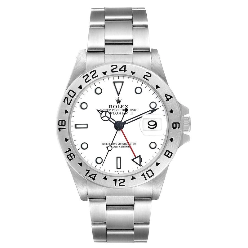 Rolex Explorer II Polar White Dial on Oyster Bracelet Ref. 16570 Papers 1998 — Saleh Jewelers