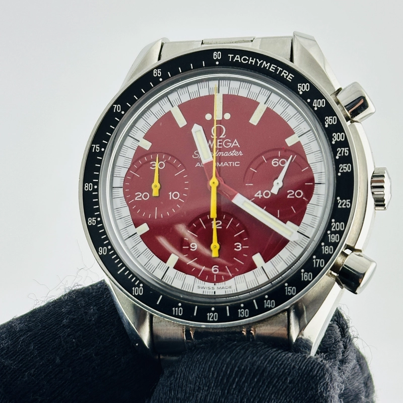 Omega Speedmaster Red Red Arabic Dial on Stainless Steel Bracelet Ref. 3510.61 Card Open Date view 3