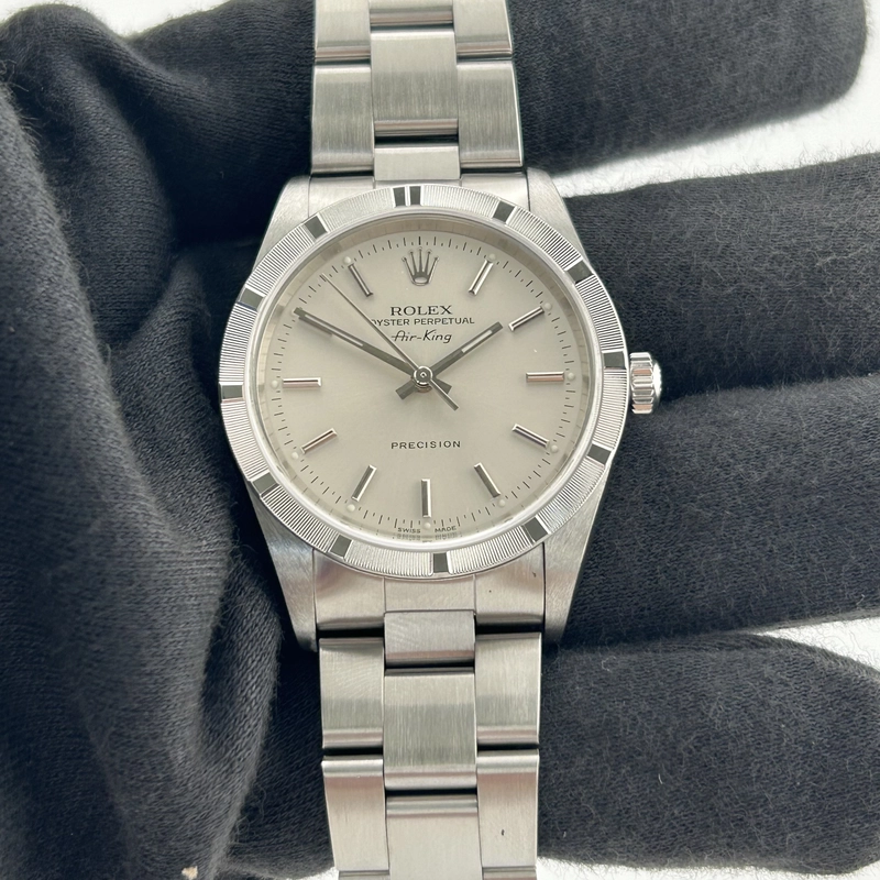 Rolex Air-King Silver Stick Dial on Oyster Bracelet Ref. 14010 1999 view 2