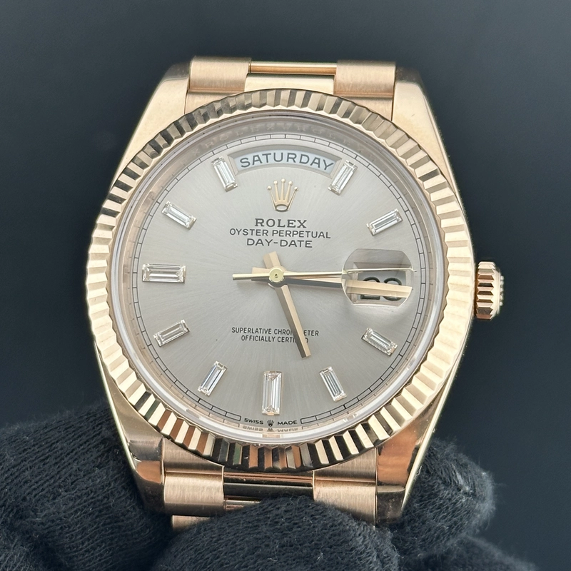 Rolex Day Date Sundust Baguette Dial on President Bracelet Ref. 228235 Card 2017 view 3
